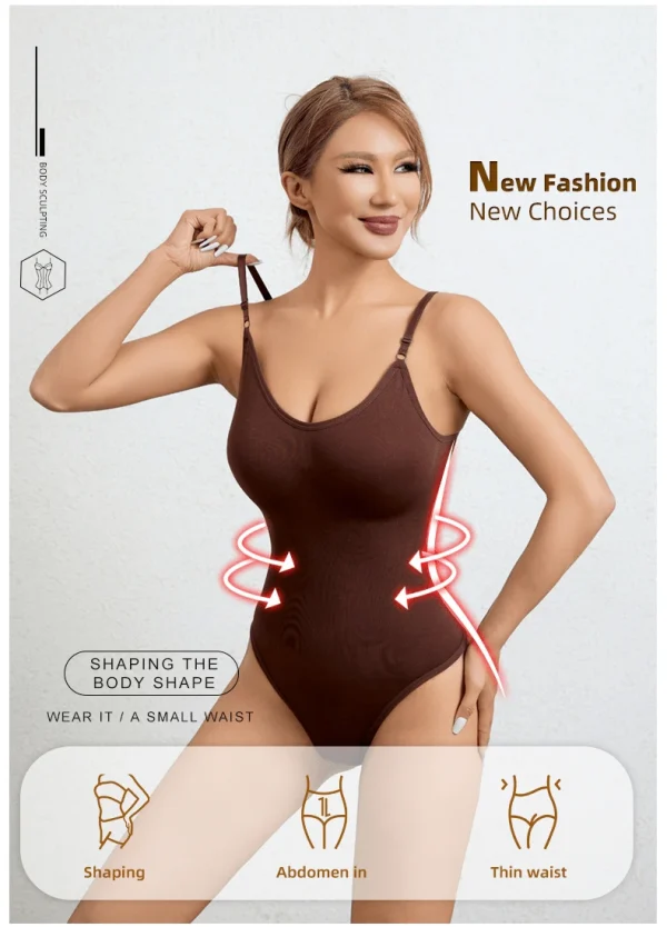 women's thong shaping bodysuit brown