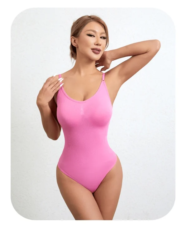 women's thong shaping bodysuit pink