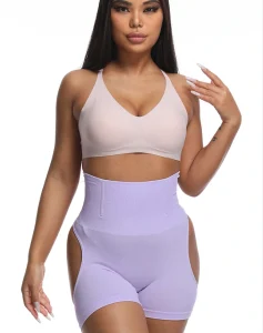Seamless beige tank top with cutout design, perfect for comfortable lingerie and layering.